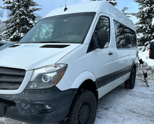 Sprinter van captured in Whistler, BC providing comfortable transportation services from and to Vancouver